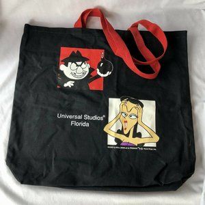 Boris Natasha Universal Studios Florida Black Tote Bag Rocky Bullwinkle USA Made